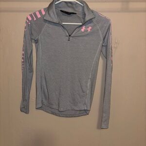 Under Armour Light Gray and Pink Athletic Pullover